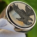 Raven - Crow Intaglio Signet Ring, Onyx Coat of Arms Ring, Family Crest Seal Ring